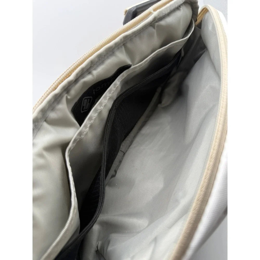 tomtoc Compact Sling Bag EDC Travel Crossbody Polyester Navy White Tan Men OS